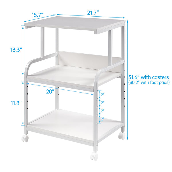 3-Tier Height Adjustable Printer Stand with Wheels