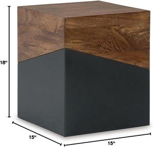 Two-Tone Accent End Table – Brown & Gunmetal
