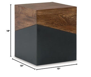 Two-Tone Accent End Table – Brown & Gunmetal