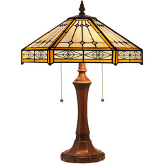 Capulina Tiffany Lamp Stained Glass Table Lamp 2-Light 16x16x24 Inches Cream Hexagon Tiffany Style Reading Desk Lamp Decor for Home Office Bedroom Living Room