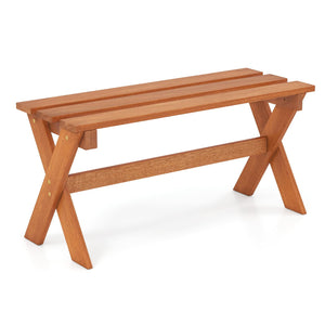 Outdoor Wood Bench – 2-Person Hardwood Patio Bench with Slatted Seat