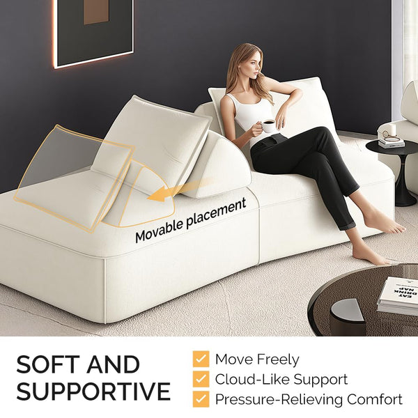 Oversized Modular Sectional Sofa with Removable Backrests & Deep Seat