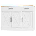 Farmhouse Sideboard Buffet Cabinet with Storage – 3 Barn Doors, 2 Drawers