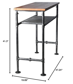 Industrial Bar Table with 2-Tier Storage