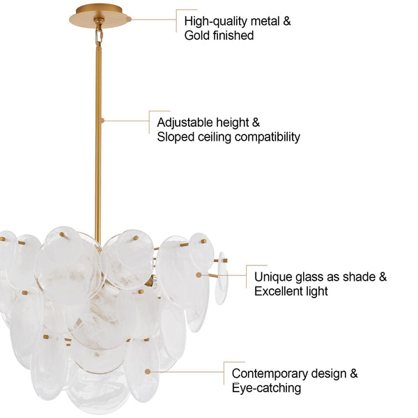 28-Inch Modern Glass Chandelier – 3-Tier Pendant Light Fixture