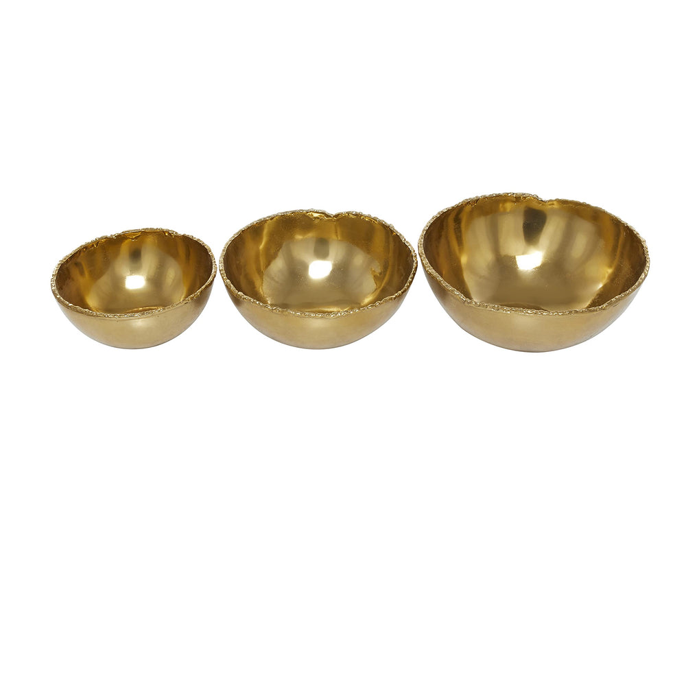 Gold Aluminum Decorative Bowls Set of 3