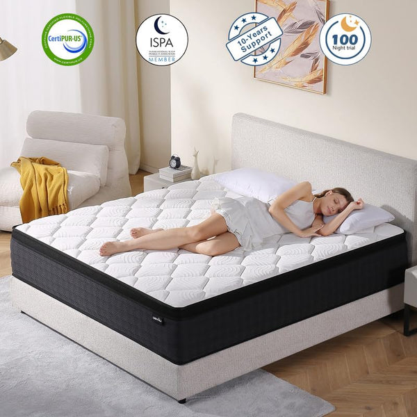 Hybrid Memory Foam Mattress – Queen & King | Gel Foam, Pocket Springs, Medium Firmness