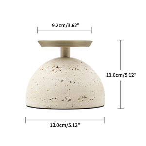 Marble Pillar Candle Holder with Brass Tray – Natural Stone Centerpiece