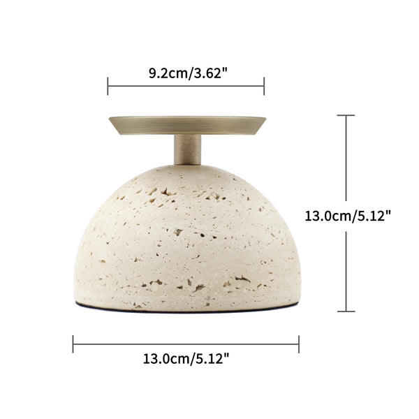 Marble Pillar Candle Holder with Brass Tray – Natural Stone Centerpiece