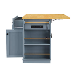Rolling Kitchen Island with Drop Leaf & Power Outlet