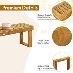 Acacia Wood Outdoor Bench with Slatted Seat