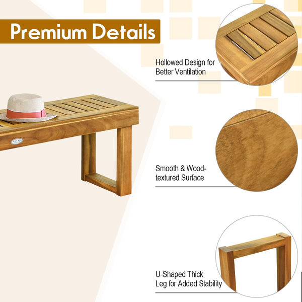 Acacia Wood Outdoor Bench with Slatted Seat