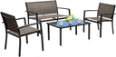 4-Piece Outdoor Patio Furniture Set with Chairs & Glass Coffee Table