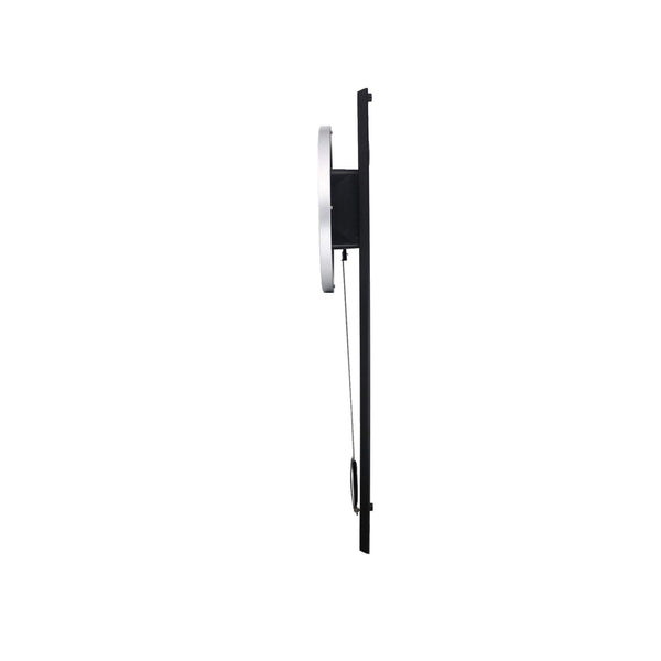 Modern Art Pendulum Wall Clock – Silver & Black Analog with Hourly Chime