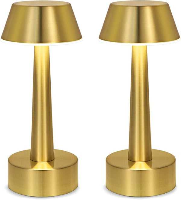 UMEXUS 8.8'' Cordless Small Table Lamp for Bar Restaurant, Rechargeable Battery Operated Touch Lamps, Gold 3-Way Dimmable LED Metal Portable Bedside Mini Night Light for Bedroom Outdoor, Home Decor