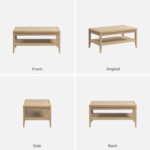 Rattan Coffee Table with 2-Tier Storage Shelf