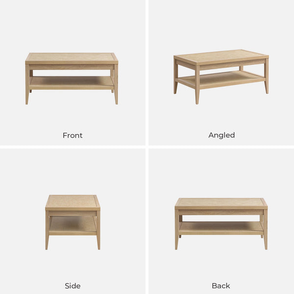 Rattan Coffee Table with 2-Tier Storage Shelf