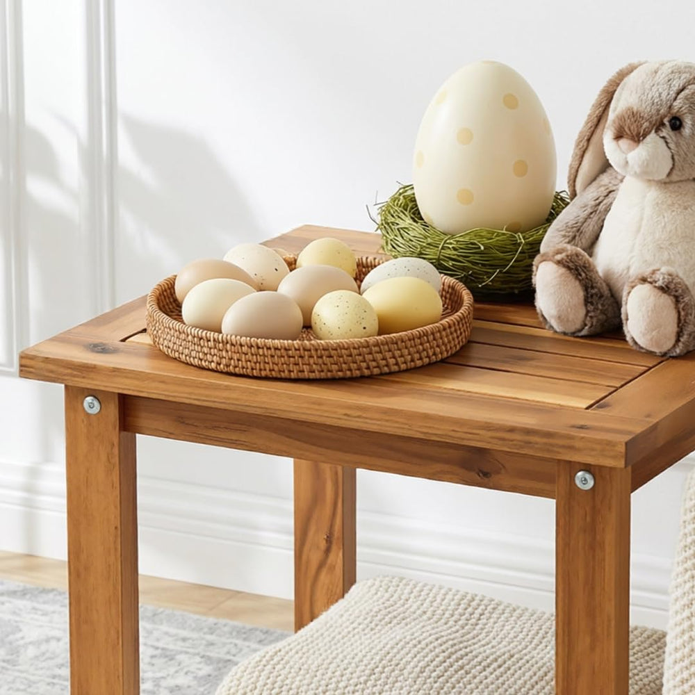 Acacia Wood 2-Tier Side Table