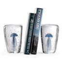 Blue Jellyfish Art Glass Bookends
