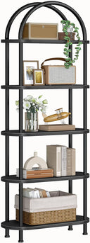 5-Tier Arched Bookshelf with Metal Frame
