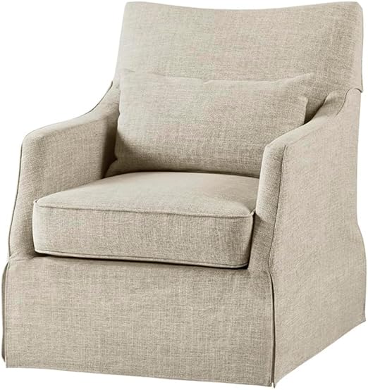 Skirted Swivel Accent Chair with Lumbar Pillow