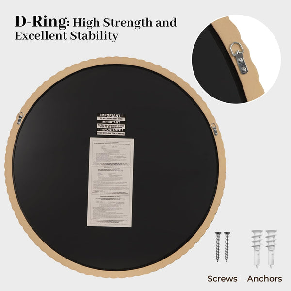 30" Round Rope-Frame Wall Mirror