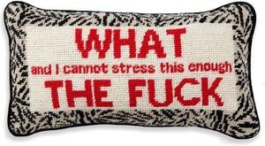 Needlepoint Decorative Throw Pillow – WTF – 8" x 14"