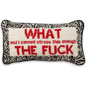 Needlepoint Decorative Throw Pillow – WTF – 8" x 14"