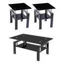 Glass Coffee Table Set of 3 with End Tables – Modern Living Room Furniture