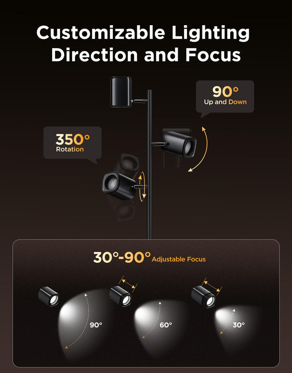 Triple-Head LED Tree Floor Lamp with Smart Controls
