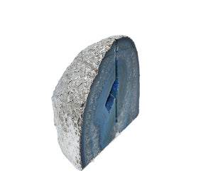 Agate Geode Bookends – Blue Silver Polished Natural Stone