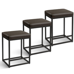 Counter Height Bar Stools with Faux Leather Cushion & Footrest