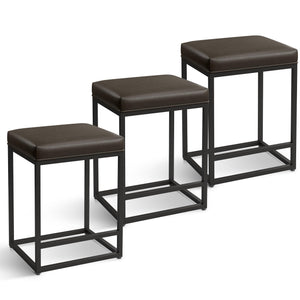 Counter Height Bar Stools with Faux Leather Cushion & Footrest