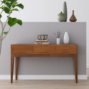 Mid-Century Console Table with 3 Drawers – 54" Solid Hardwood Sofa Table