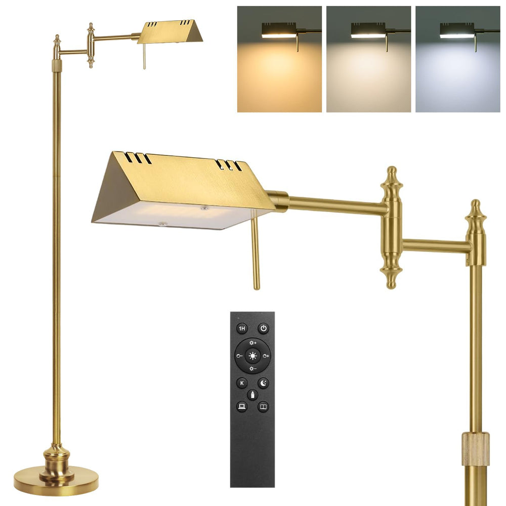 Dimmable Pharmacy Floor Lamp with Remote & Swing Arm
