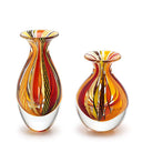 Hand Blown Glass Vases Set of 2 — Boho Murano Style Art Glass