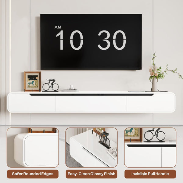 Floating TV Stand with Power Outlet – 70.8" Wall Mounted Entertainment Center