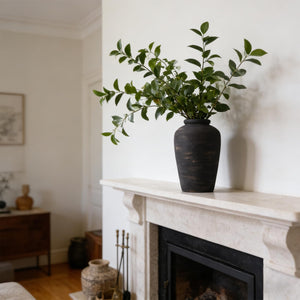 Black Ceramic Vase – Tall Rustic Farmhouse Decor