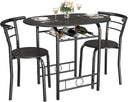 3-Piece Round Dining Table and Chair Set with Wine Rack