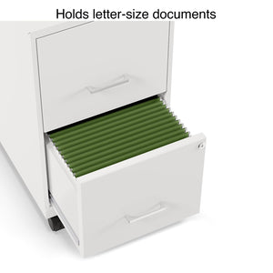 2-Drawer Lockable Metal Vertical File Cabinet with Casters