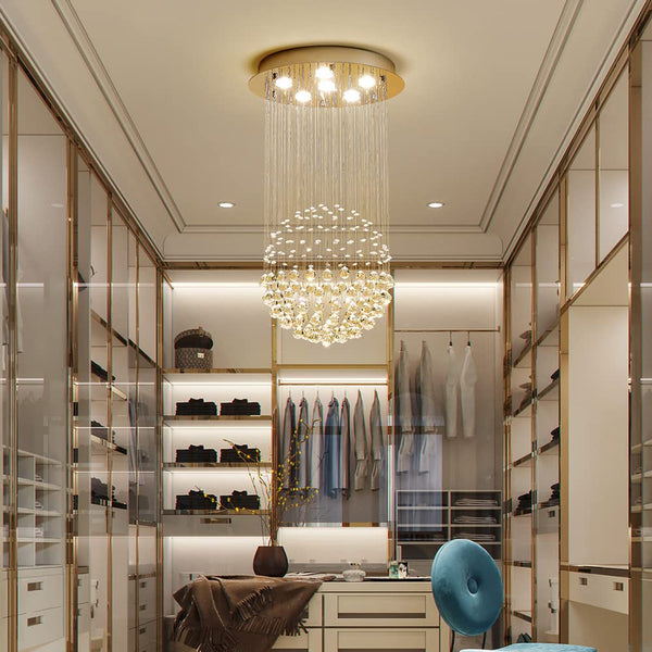 K9 Crystal Raindrop Chandelier – Modern LED Ceiling Light