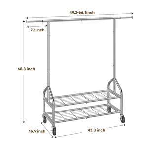 Heavy Duty Rolling Clothes Rack with Shelves