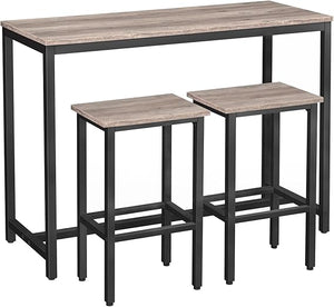 3-Piece Bar Table and Stools Set, 47.2" Rectangular High Top Pub Table