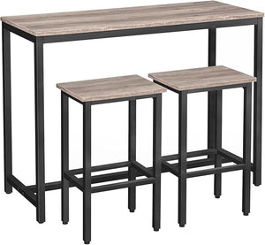 3-Piece Industrial Bar Table Set with 47.2" Pub Table and 2 Stools