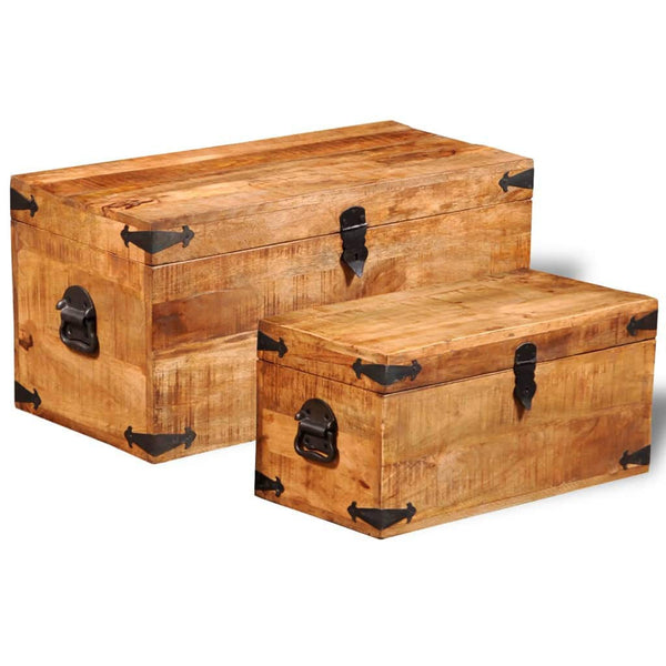 Mango Wood Storage Chest Set of 2