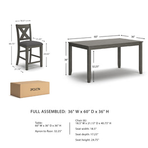 7-Piece Counter Height Dining Set with Upholstered Bar Stools
