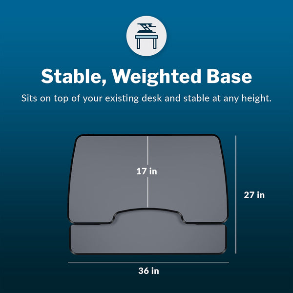 Two-Tier Standing Desk Converter – Height Adjustable Sit Stand Riser, 36" Wide, Black