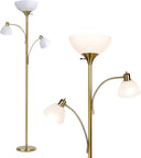 Sky Dome Double LED Torchiere Floor Lamp with Reading Arms