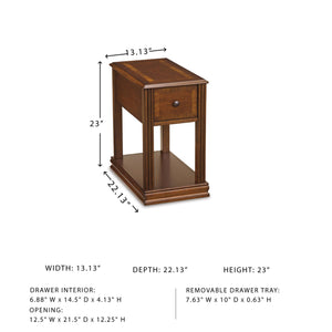 Chairside End Table with Drawer and Fixed Shelf