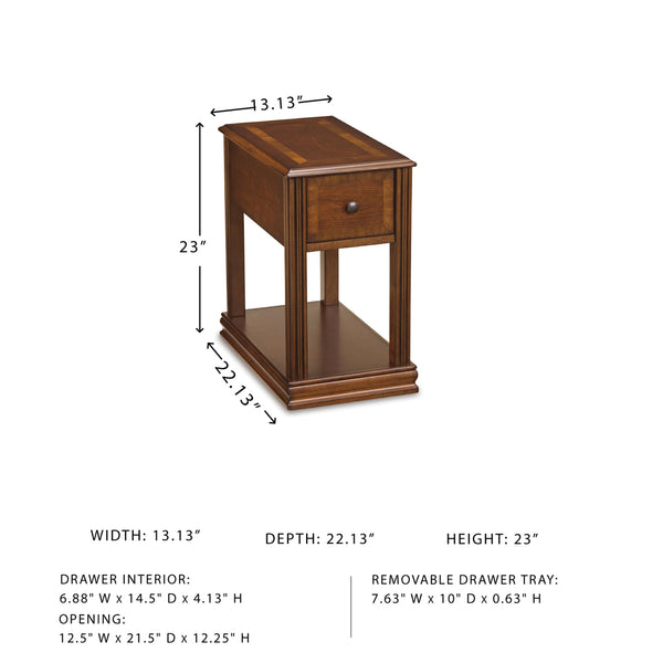 Chairside End Table with Drawer and Fixed Shelf